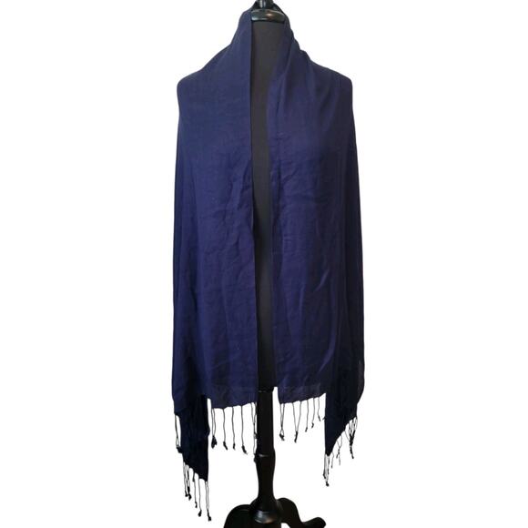 Blue Pashmina Scarf Wrap – 72” x 28” – Soft Large Shawl – EUC - Picture 2 of 5